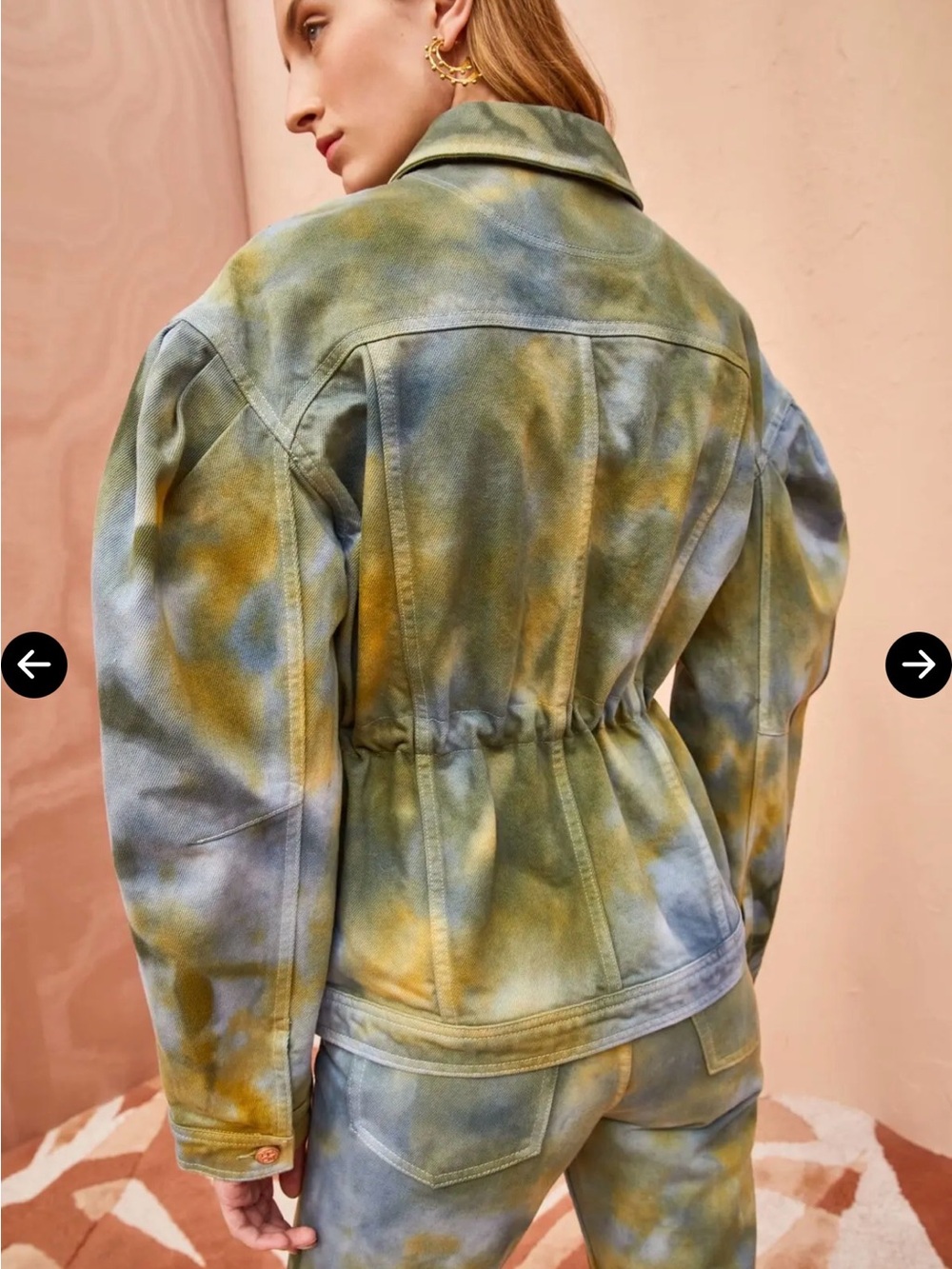 Ulla Johnson Green and Blue Tie-Dye Denim Jacket